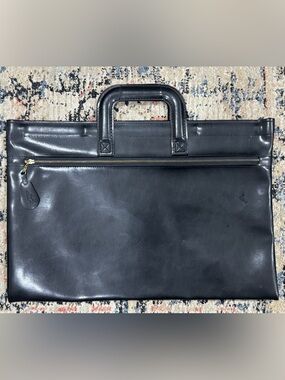 Vintage Hazel Black Document Briefcase Portfolio Bag Attache Case Leather 17"x12